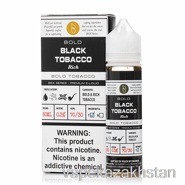 Vape Disposable Black Tobacco - BSX Series - 60mL 0mg
